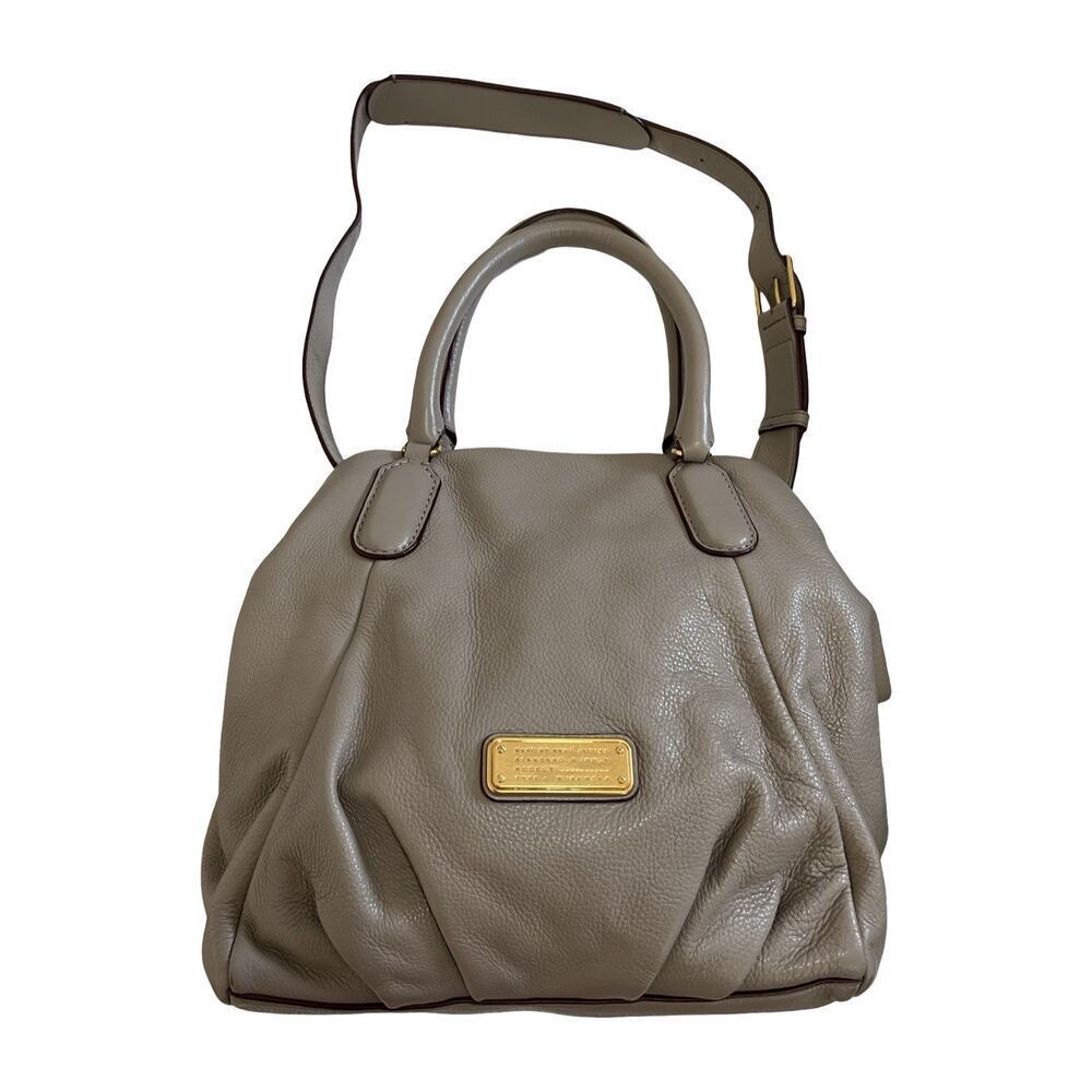 Marc‎ Jacobs Electro Q Fran Pebble Leather Satchel Crossbody Bag in Cement Gray